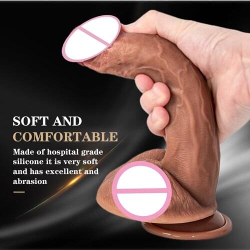 8.9in Simulation Penis Double Layer Silicone Dildo Big Cock Bar Adult Female Masturbation Device Glans And Testicles Sex Toys