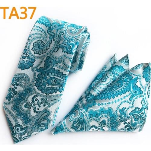 8cm Men Ties Set Paisley Necktie Gravata with Pocket Square