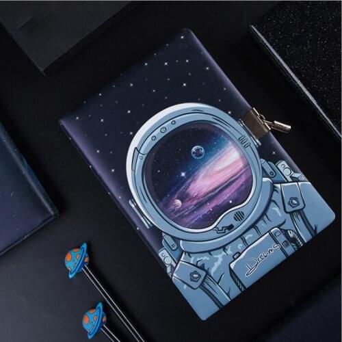 Creative A5 Space Planet Design Notebook with lock 365 Days Notebook Notepad