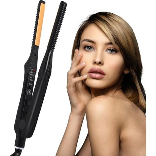 Mini Hair Straightener 3/10 Inch Hair Curler Flat Iron Beard Short Hair Straightening Fast Heating Electric Hair Volume Iron