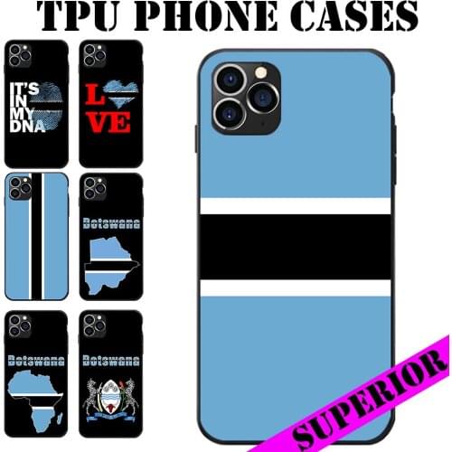For REDMI 5 6 7 8 T 9 A S2 NOTE 10 PRO PLUS 5G Botswana Flag Coat of Arms Text Theme Soft TPU Phone Back Cases