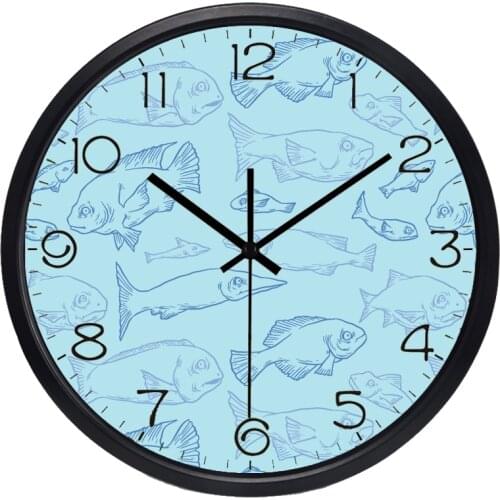 Mediterranean Marine Fish Wall Clock Home Decor Living Room Clock
