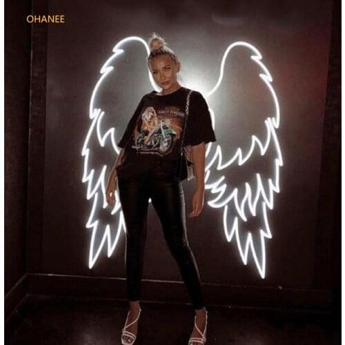 OHANEE Wing Angle Neon Sign Led Light Custom Name Logo Personalized Decoration Wall Home Decor Birthday Gift