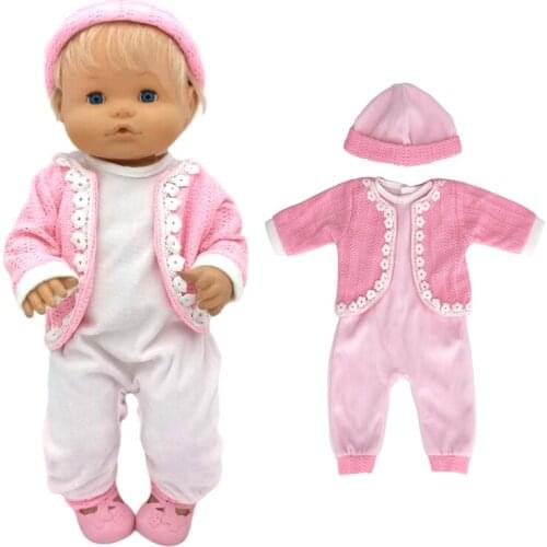 17" Baby Doll Clothes Pink Rompers Hat For Nenuco Ropa Y Su Hermanita Toys Outfits