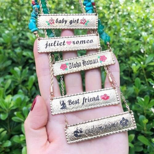 SAY Custom Personalized Name Letter Vertical Pendant Gravel Turquoises Cats Eye Stone Beads Choker Chain Necklace Woman Jewelry