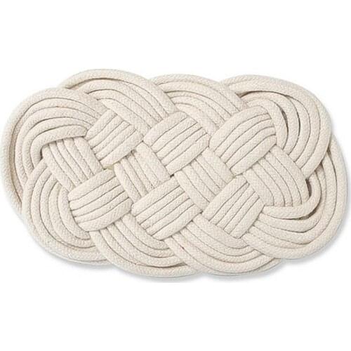 Coaster Handmade Heat Insulation Nordic Style Rattan Thread Jute Cross Table Mat for Home Party Wedding Dormitory Oval Coaster