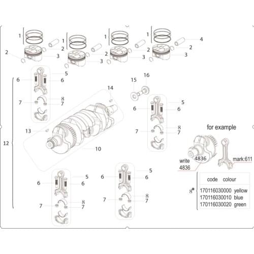 Piston ring connection rod crankshaft component page of Benelli BJ600GS BJ600GS-A