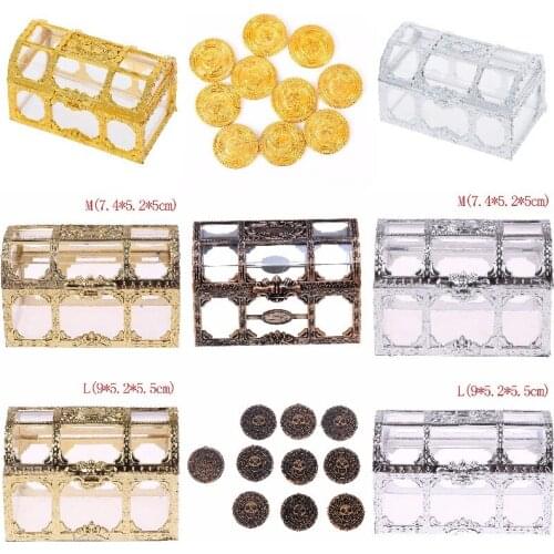 Clear Container Storage Box Transparent Pirate Anime Coins For Pirate Crystal Gem Treasure Box Toy Figures