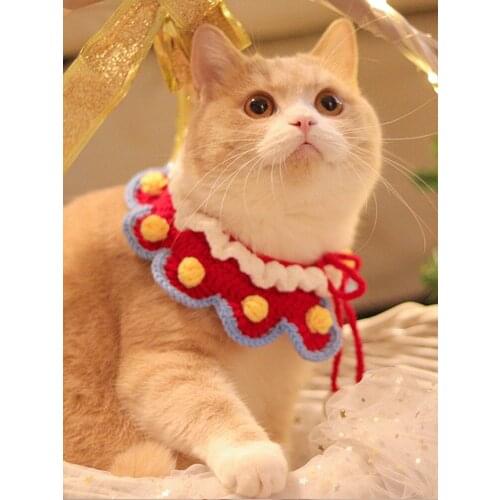 Christmas pet collar handmade wool knitted cat bib dog collar pet necklace new year gift