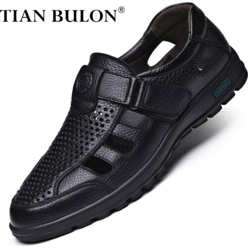 Genuine Leather Mens Casual Sandals Summer Breathable Men Roman Shoes Non-slip Outdoor Slippers Classic Sandals Zapatos Hombre