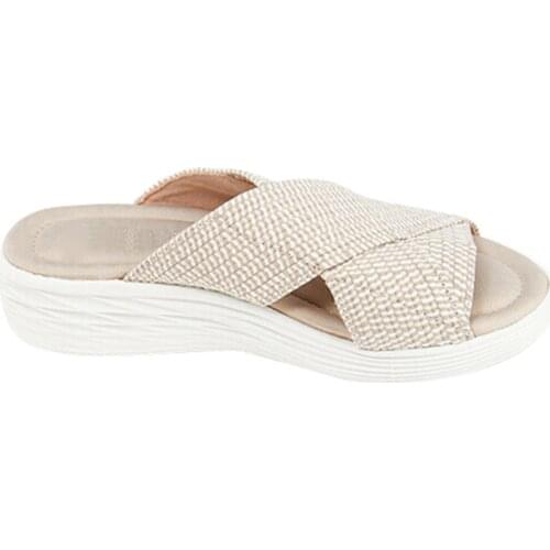 New Summer Sandals for Women Solid Color Platform Peep Toe Beach Sandals Ladies Slip on Platform Flats Shoes Straps Women Shoes