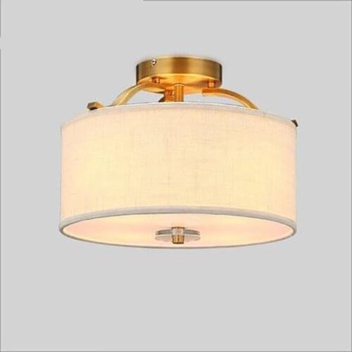 SGROW Indoor Lighting Fixtures Lampara Fabric Lampshade Ceiling Lights Gold Metal Lamp For Dining Room Living Room Bedroom