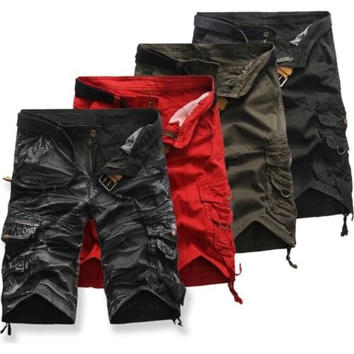 Mens Street Shorts Man Cargo Summer Army Military Work Multi-Pocket Casual Pants Fashion Outdoor Beach Male Short Trouser Pant