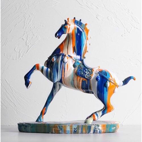 Nordic Resin Colorful Horse Crafts Porch Living Room Home Decorations Crafts Ornaments Gifts Home Accessories Animal Figurines