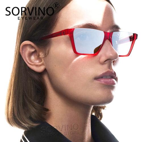 SORVINO Vintage Half Frame Square Sunglasses Men Women 2020 Brand Designer Flat Top Mirror 90s Sun Glasses Shades Oculos Sp250