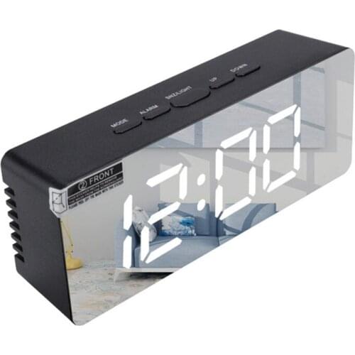 LED Mirror Alarm Clock Analog Electronic Snooze Desktop Digital Clocks Morning Bedside Clock With Temperature Home Decoration