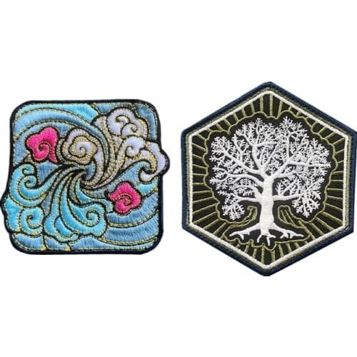 Luminous Embroidery Patches Auspicious Cloud Tree Of Life Tactical Badge For Stripes Stickers Appliques Clothing/Backpack/Hat