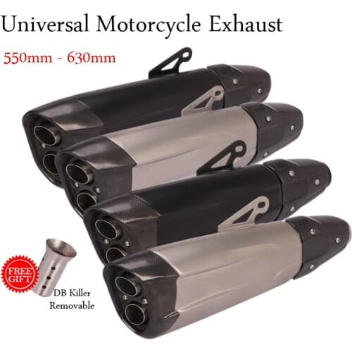 Universal Motorcycle Exhaust Escape Modified Muffled Silencer Carbon Fiber DB Killer 2 Holes For S1000RR CBR650 R1 Z1000