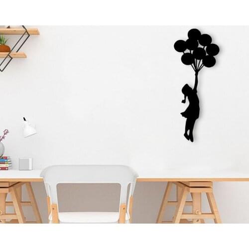 BK Home Flying Balloon Wood Wall Decoration Modern Convenient Reliable Decoration Gift Quality Design Simple Cool Black Color