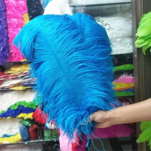 High quality 10PCS Thick pole ostrich feather lake blue ostrich plumage 55-60cm / 22-24 inches plume performing decorations