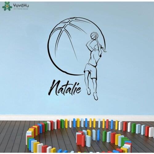 YOYOYU Wall Decal Basketball Girl Vinyl Wall Sticker Custom Name Personalised Sports Poster Art Decoration Home Wallpaper QQ343