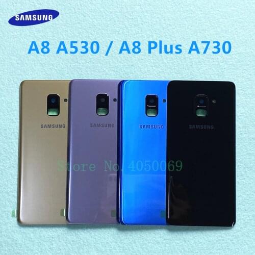 Back glass Rear Cover Housing Battery Door Back panel Replacement For Samsung Galaxy A8 2018 A530 A530F A8 Plus A730 A730F A8
