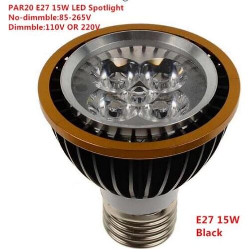 Factory Sale LED PAR20 Bulbs E27 15W 5*3W Warm White/Cold White/White 110V 220V Dimmable LED PAR 20 P20 Spotlights Lamps