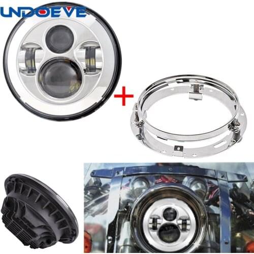 1 set E-Mark DOT 7 round h4 led headlights with 7 inch Round LED Motorcycle Headlight Mount Bracket for Motorcycles JW