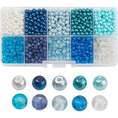 1Box Halloween Christmas Decor Mix Color Baking Painted Crackle Glass & Glass Pearl Beads 4mm 6mm 8mm 10mm Jewelry Making