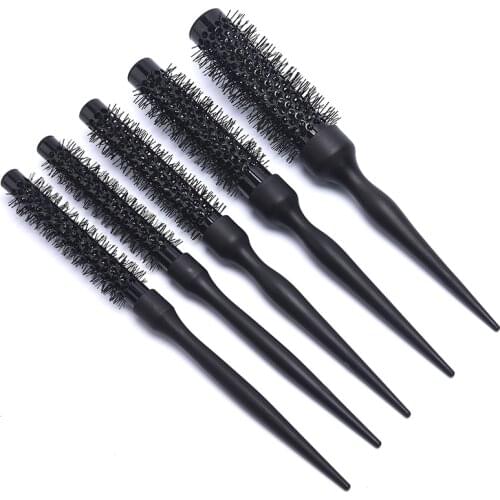 1PC Black Curly Round Roll Hair Brush Nylon Professional Comb Salon Barber Hairbrush Hairdressing Styling Tool Edge Control