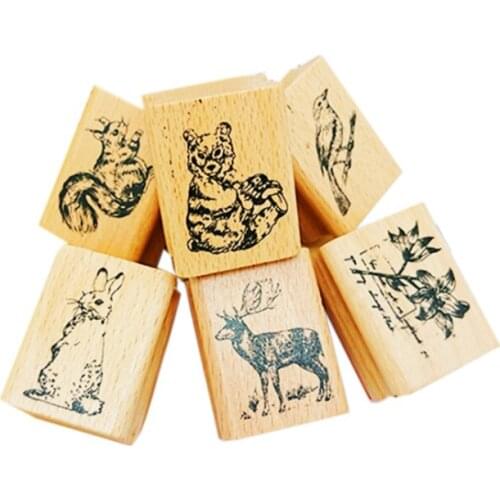 1pc/pack Lovely Retro forest animals series Wooden Rubber stamps for scrapbooking DIY craft standard stamp