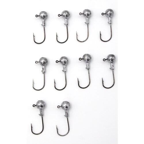 10 Pcs/Lot 1g/3g/5g/5.5g/10g/14g Ocean Fishing lures Lead Head Hook Jigs Bait Fishing Hooks For Soft Lure Fishing Tackle