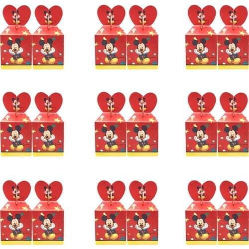 12pcs Disney Red Mickey Mouse Theme Paper Candy Box Cartoon Happy Birthday Decoration Theme Party Supply For Kids Party Supplies