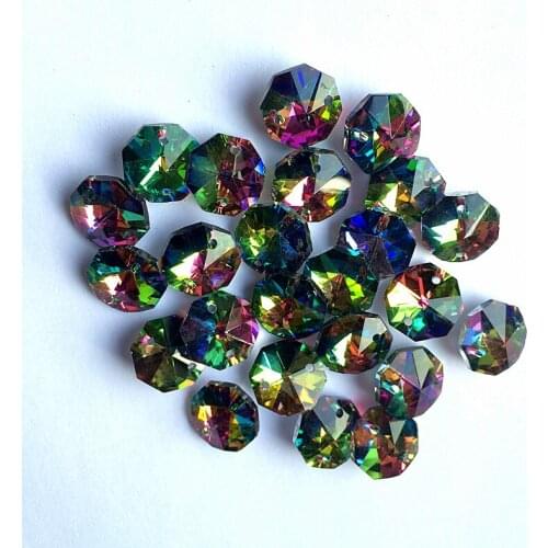 2000pcs/lot Colorful Color 14mm Crystal Octagon Beads in 2 holes For Sparkle Diy Chandelier Accessories Home Decoration