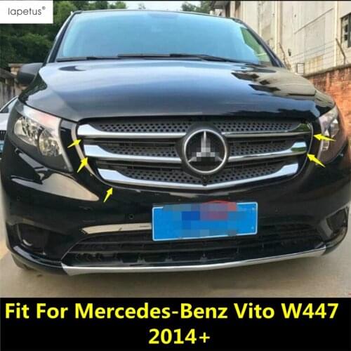 Lapetus Accessories For Mercedes-Benz Vito W447 2014 - 2019 Front Head Grille Grill Lid Decoration Molding Cover Kit Trim 5 Pcs