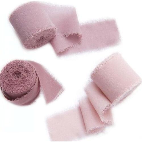 5pc Frayed Edged Chiffon Silk Ribbon for FlowerWedding Invitation Bouquets Sheer Fringe Ribbon Craft Flatlay