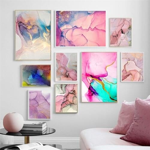 Abstract Colorful Luxury Decor Canvas Painting Watercolors Picture Modern Home Decor Wall Art Posters and Prints for Living Room