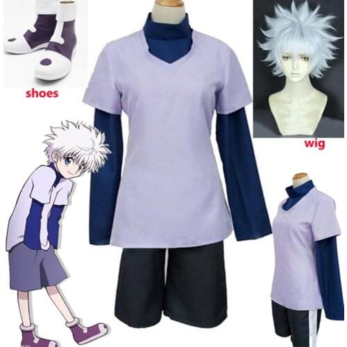 Anime Hunter x Hunter Cosplay Killua Zoldyck Cosplay Costume Custom Made HunterXHunte COXPLAY SUIT Killua Zoldyck Halloween wig
