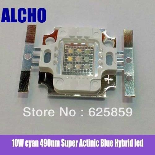 Free 2pcs 10W cyan 490nm Super Actinic Blue Hybrid led for Aquarium 4x GREEN+ 5xRoyal blue