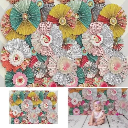 Paper Flowers Backdrop Newborn Baby Birthday Photography Background Vinyl for Photo Studio Props Photocall Background Banner