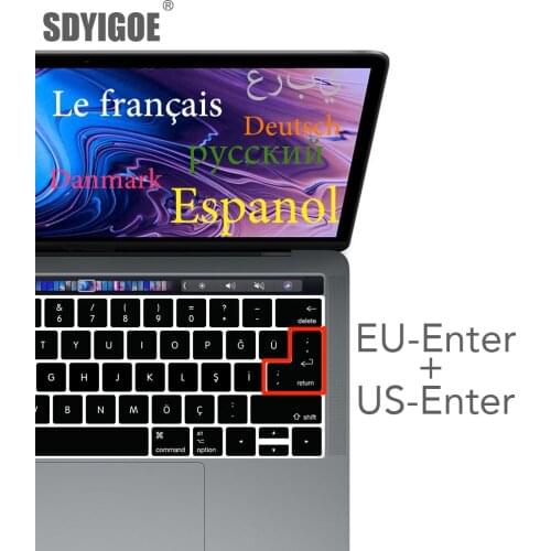 European version For macbook pro 13 A2159 A1990 A1707 A1989 Laptop Keyboard Cover French German Spanish Italian Swiss EU+US key