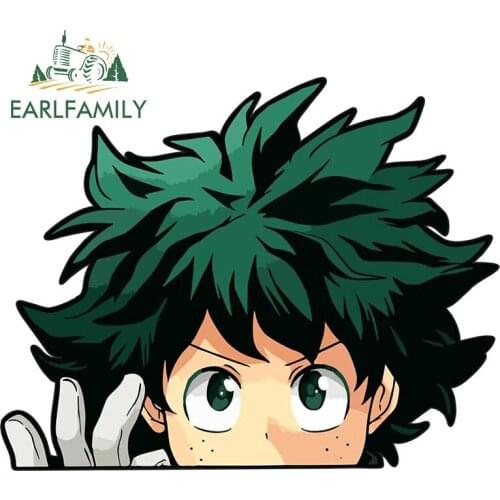 EARLFAMILY 13cm x 10.5cm For Anime Peeker My Hero Academia Deku Personality Car Sticker Bumper Decal Waterproof Vinyl Car Wrap