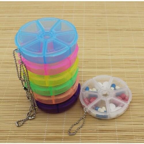 7 Day Pill Box Weekly Medicine Case Vitamin Tablets Storage Box Rotating Pill Container