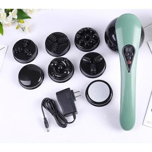 Electric Handeld Massager Multi-Function 8 Massage Heads Charging Wireless Full Body Massage, Applicable To All Parts Of Body