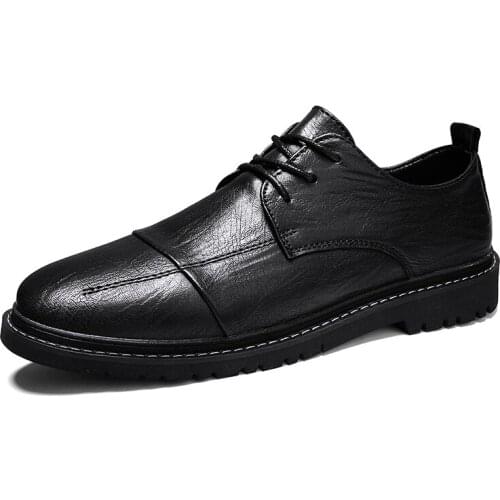 Retro Bullock Design Men Business Formal Shoes Classic Round Toe Leather Shoes Zapatillas Size 38-44 Men Oxford Dress Shoes