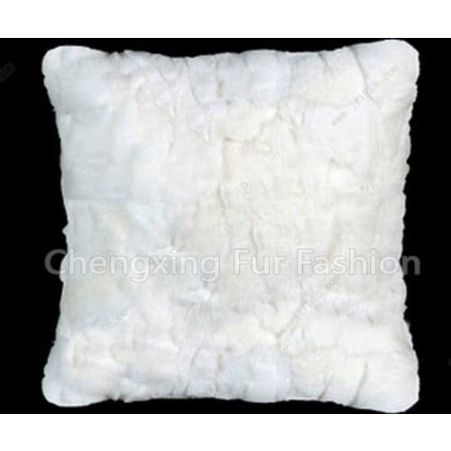 Free Shipping CX-D-22 Patchwork White Rex Rabbit Pillowcase Genuine Rex Rabbit Fur Cushion Cover Decorative Cushion Cover