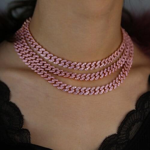 2020 Fashion Iced Out Cuban Link Chain Necklaces Multi Colored Micro Paved With Cz Unisex Hip Hop Neck Jewelry Men Women