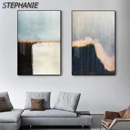 Nordic Watercolor Color Blocks Poster n Print Modern Canvas Art Wall Pictures for Living Room Abstract Ocean Painting Decoration