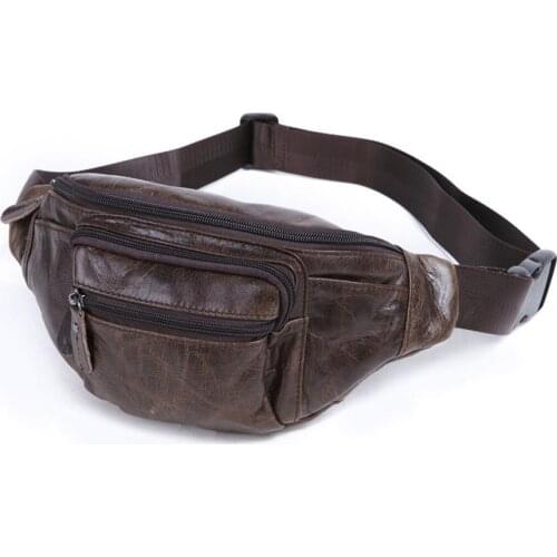 Crossten New Genuine Leather Waist Packs men Waist Bag Leather Fanny Packs large Belt bag Money Belt Bum bag Pouch hip bag