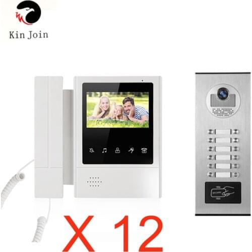 Wired Apartments 4.3'' TFT Color Video Intercom Door Phone System RFID Camera Metal with 8/10/12 Monitor For Multi Apartments